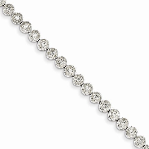 14K White Gold Diamond Circle Link Bracelet