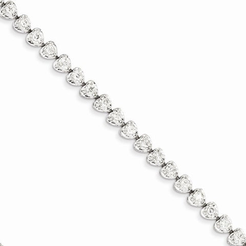 14K White Gold Diamond Heart Link Bracelet