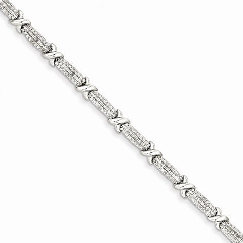 14K White Gold Diamond X Bracelet