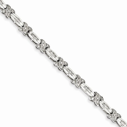 14K White Gold Diamond X Bracelet