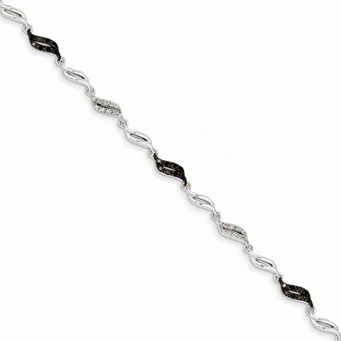 14K White Gold White & Black Diamond Bracelet