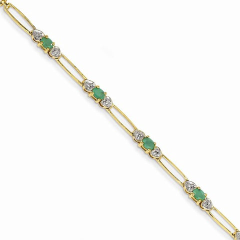 14K Yellow Gold Diamond and Emerald Bracelet