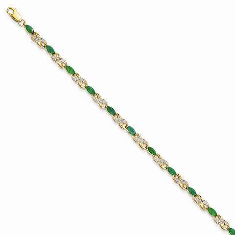 14K Yellow Gold Diamond and Emerald Bracelet