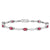 14K White Gold Diamond and African Ruby Gemstone Bracelet