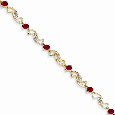 14K Yellow Gold African Ruby Oval Bracelet