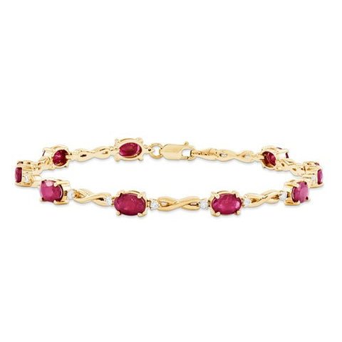 14K Yellow Gold Diamond and Ruby Bracelet