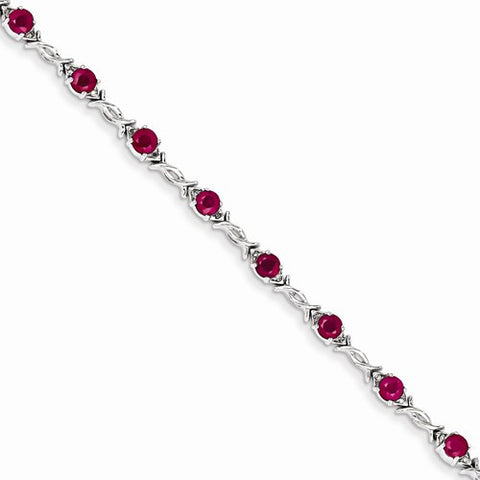 14K White Gold Diamond and Ruby Bracelet