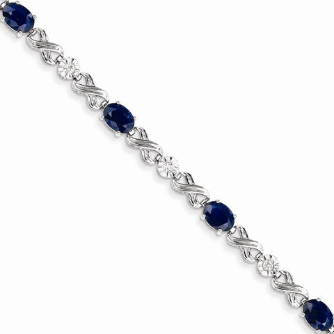 14K White Gold Diamond and Sapphire Bracelet