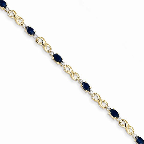 14K Yellow Gold Diamond and Sapphire Bracelet