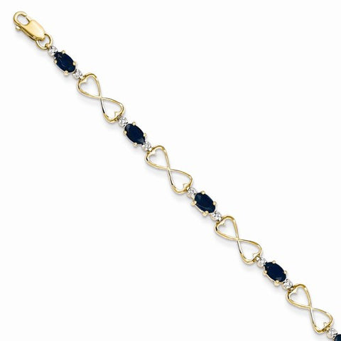 14K Yellow Gold Diamond and Sapphire Oval Bracelet