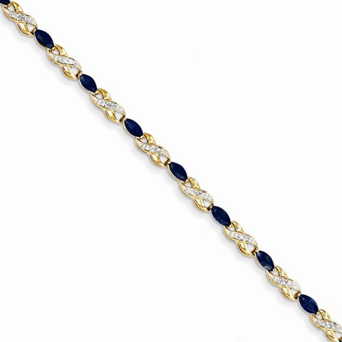 14K Yellow Gold Diamond and Sapphire Bracelet