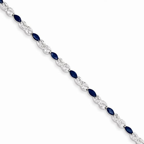 14K White Gold Diamond and Sapphire Figure Bracelet