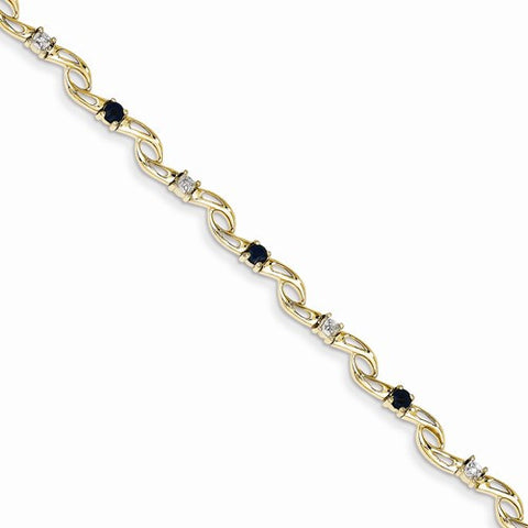 14K Yellow Gold Diamond and Sapphire Round Bracelet