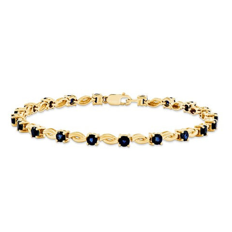 14K Yellow Gold Sapphire Round Bracelet