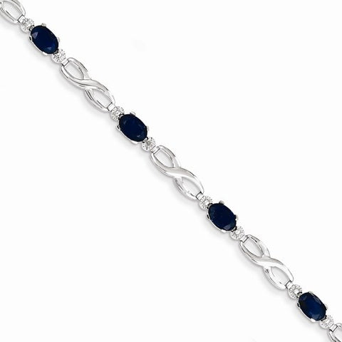 14K White Gold Diamond and Sapphire Bracelet