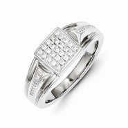 14k White Gold Diamond Men's Ring