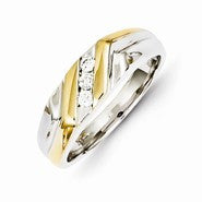 14k Two-tone Gold Diamond Mens Ring