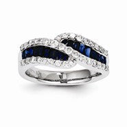 14k White Gold Sapphire Diamond Ring