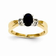 14k Two-tone Diamond & Sapphire Ring