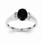 14k White Gold Diamond & Sapphire Ring