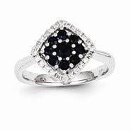 14k White Gold Diamond & Sapphire Ring