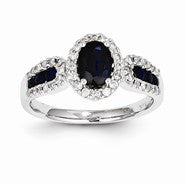 14k White Gold Diamond & Sapphire Ring