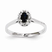 14k White Gold Diamond & Sapphire Oval Ring