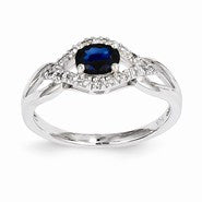 14k White Gold Diamond & Sapphire Ring