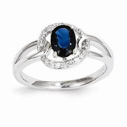 14k White Gold Diamond & Sapphire Ring