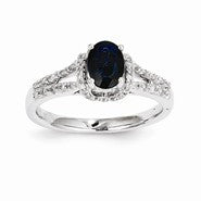 14k White Gold Diamond & Sapphire Ring