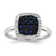 14k White Gold Diamond & Sapphire Ring