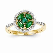 14k Yellow Gold Diamond & Emerald Ring