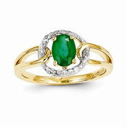 14k Yellow Gold Diamond & Emerald Ring