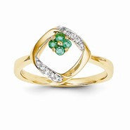 14k Yellow Gold Diamond & Emerald Ring