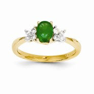 14k Two Toned Diamond & Emerald Ring