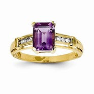 14k Yellow Gold Amethyst and White Topaz Square Ring