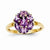 14k Yellow Gold Amethyst and Diamond Ring