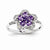 14k White Gold Diamond and Amethyst Flower Ring