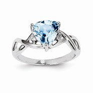 14k White Gold White topaz and Swiss Blue Topaz Ring