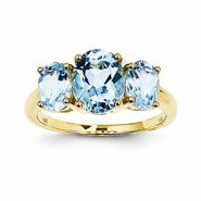 14k Yellow Gold Blue Topaz Oval Ring