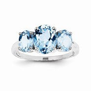 14k White Gold Blue Topaz Oval Ring