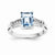 14k White Gold Blue Topaz and White Topaz Square Ring