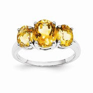 14k White Gold Citrine Oval Ring