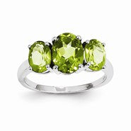 14k White Gold Peridot Oval Ring