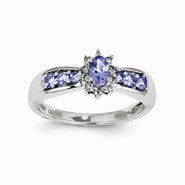 14k White Gold Diamond and Tanzanite Ring