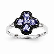 14k White Gold Diamond and Tanzanite Ring