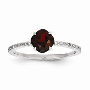 14k White Gold Diamond and Garnet Square Ring