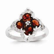 14k White Gold Garnet and Diamond Ring