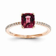 14k Rose Gold Diamond and Rhodolite Garnet Ring