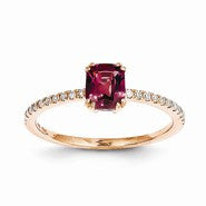 14k Rose Gold Diamond and Rhodolite Garnet Ring